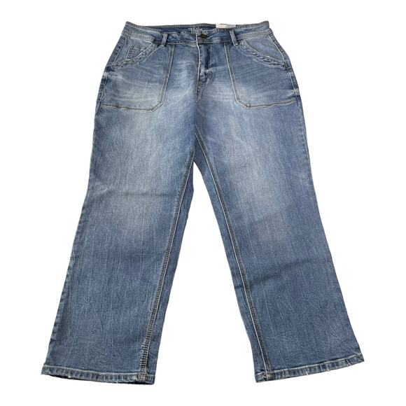 Time and Tru Womens Size 14 Utility Slim High Rise Denim Blue Jeans Medium Wash - Picture 1 of 13